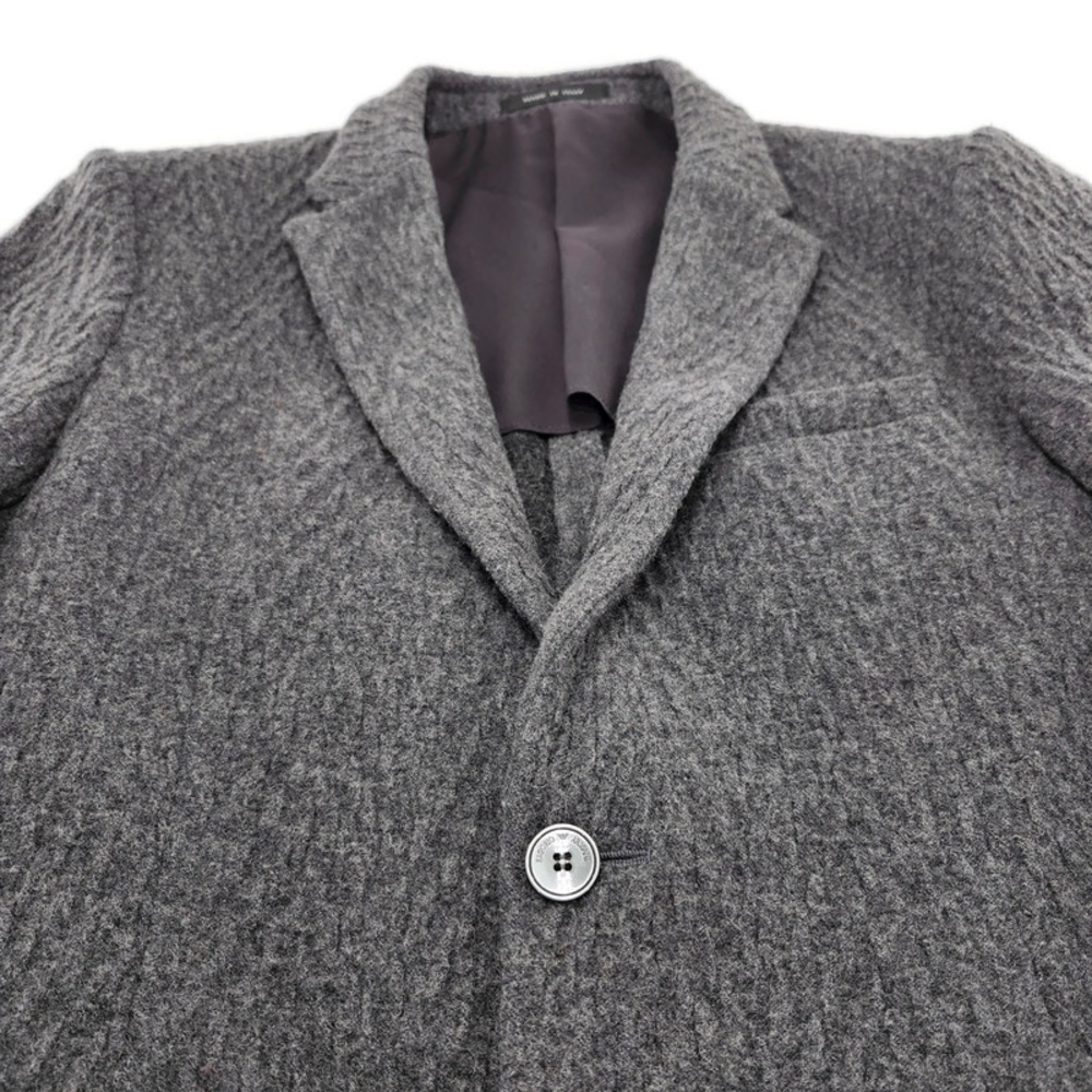 Emporio Armani Johnny Line Grey Woven Virgin Wool Blend Two Button Blazer Italy - Picture 3 of 13